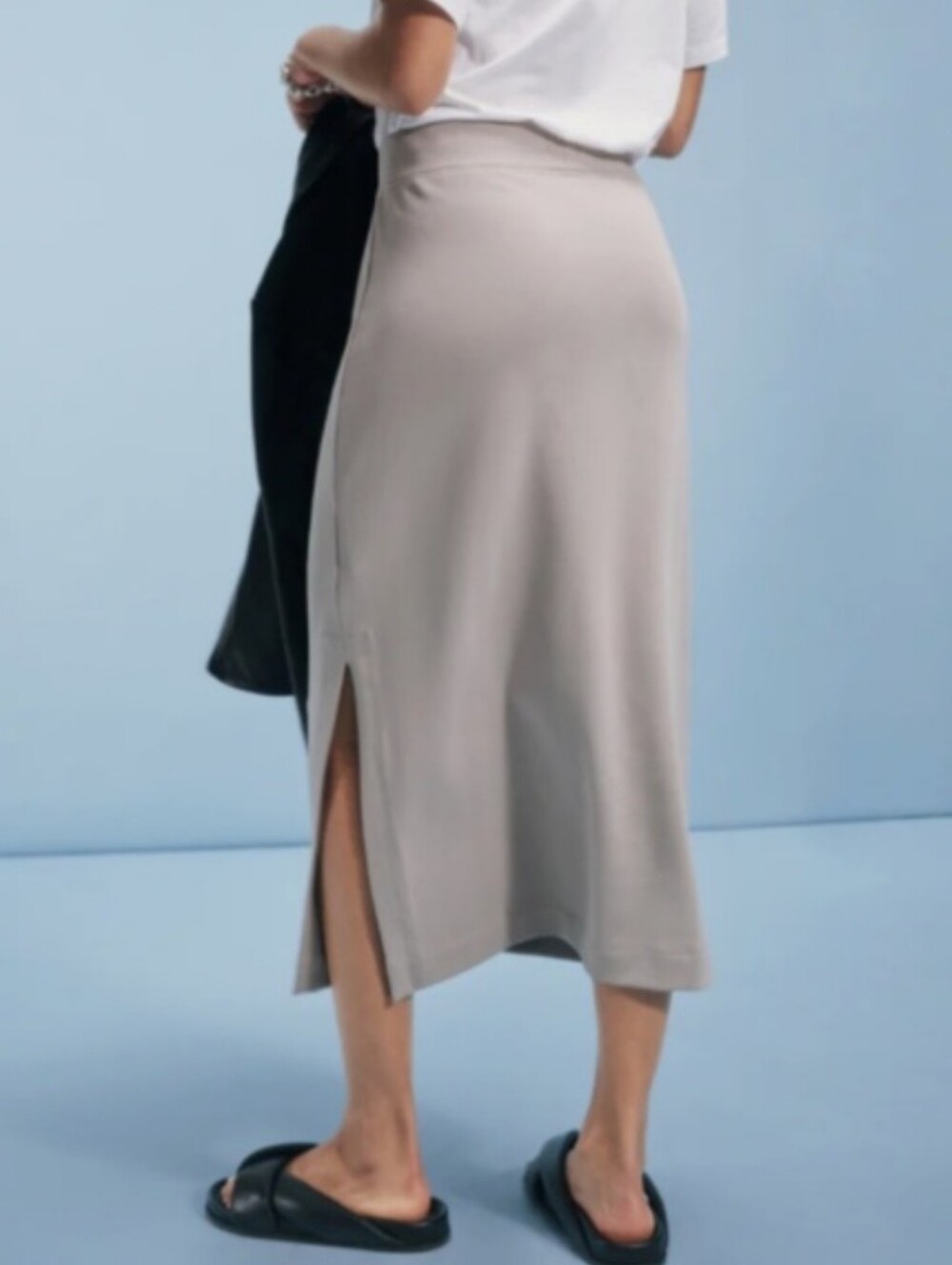 AYR High Hopes Skirt Stone Grey M Pima Cotton Blend - Picture 2 of 10